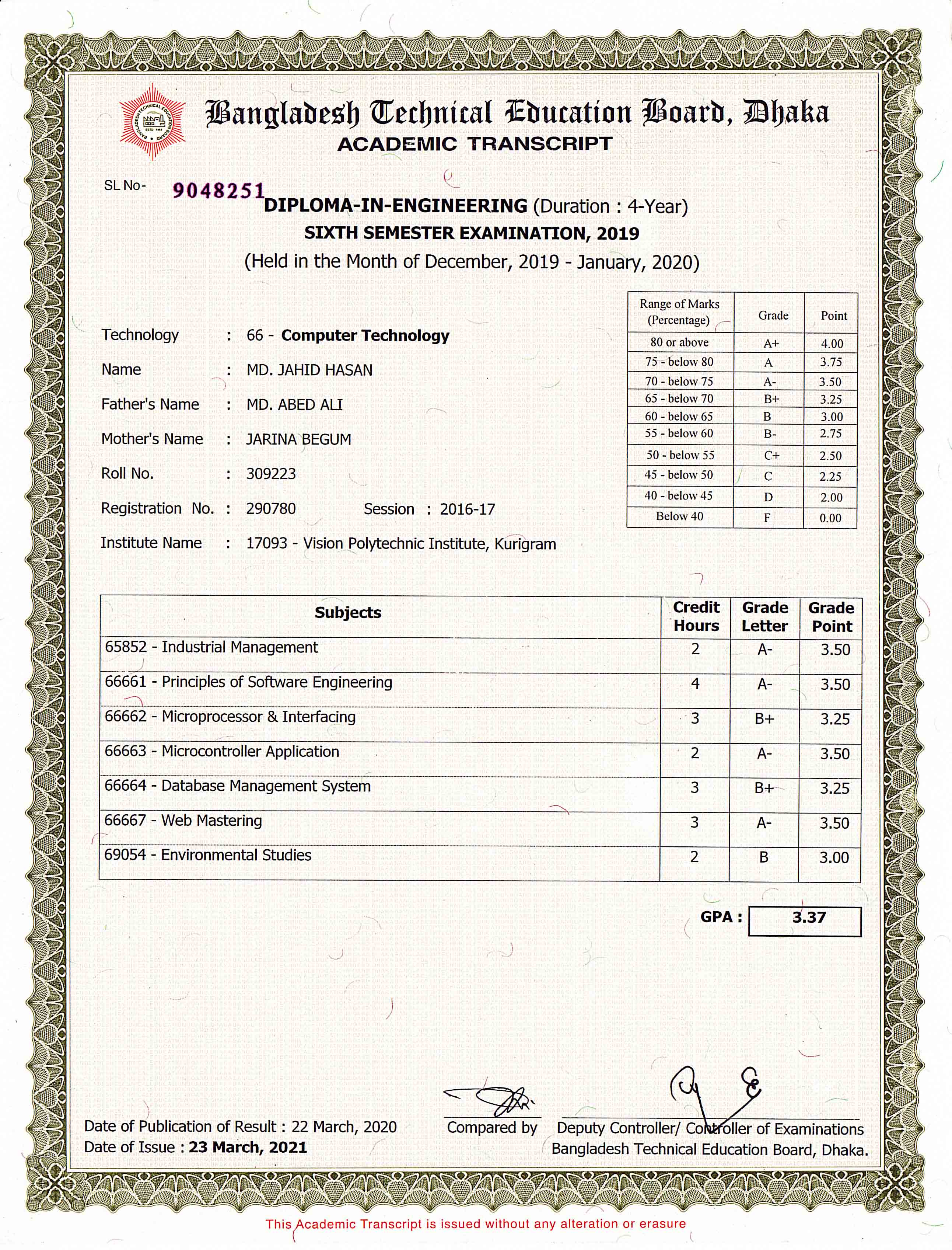 Certificate 9